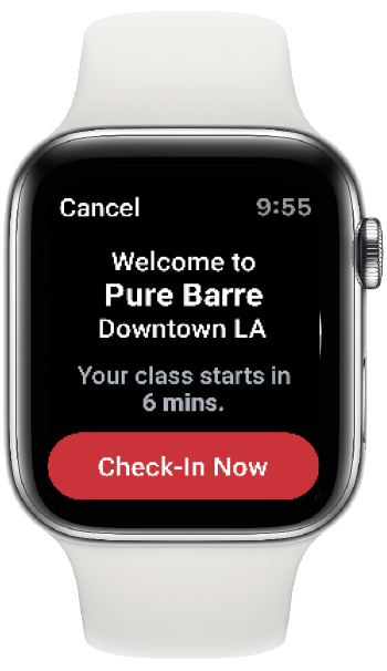 Apple watch displaying contactless check-in feature